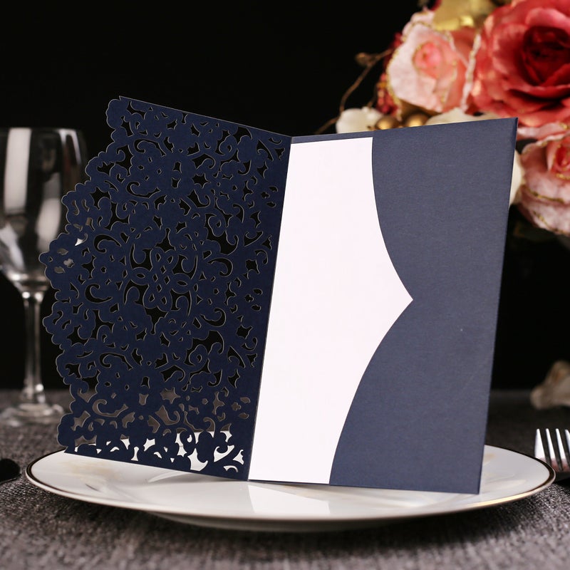 FOMTOR 50-Pack Blue Laser Cut Wedding Invitation Cards Set w/Envelopes & Inserts & Seals â€“ for Wedding, Bridal Shower, Graduation, Birthday Party, Engagement, Anniversary - Image 5